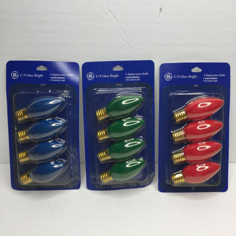 GE General Electric C-9 Glow Bright Christmas Lights 4 Pack Replacement Bulbs